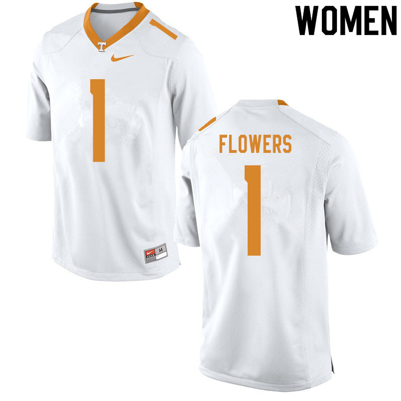 Women #1 Trevon Flowers Tennessee Volunteers College Football Jerseys Sale-White - Click Image to Close